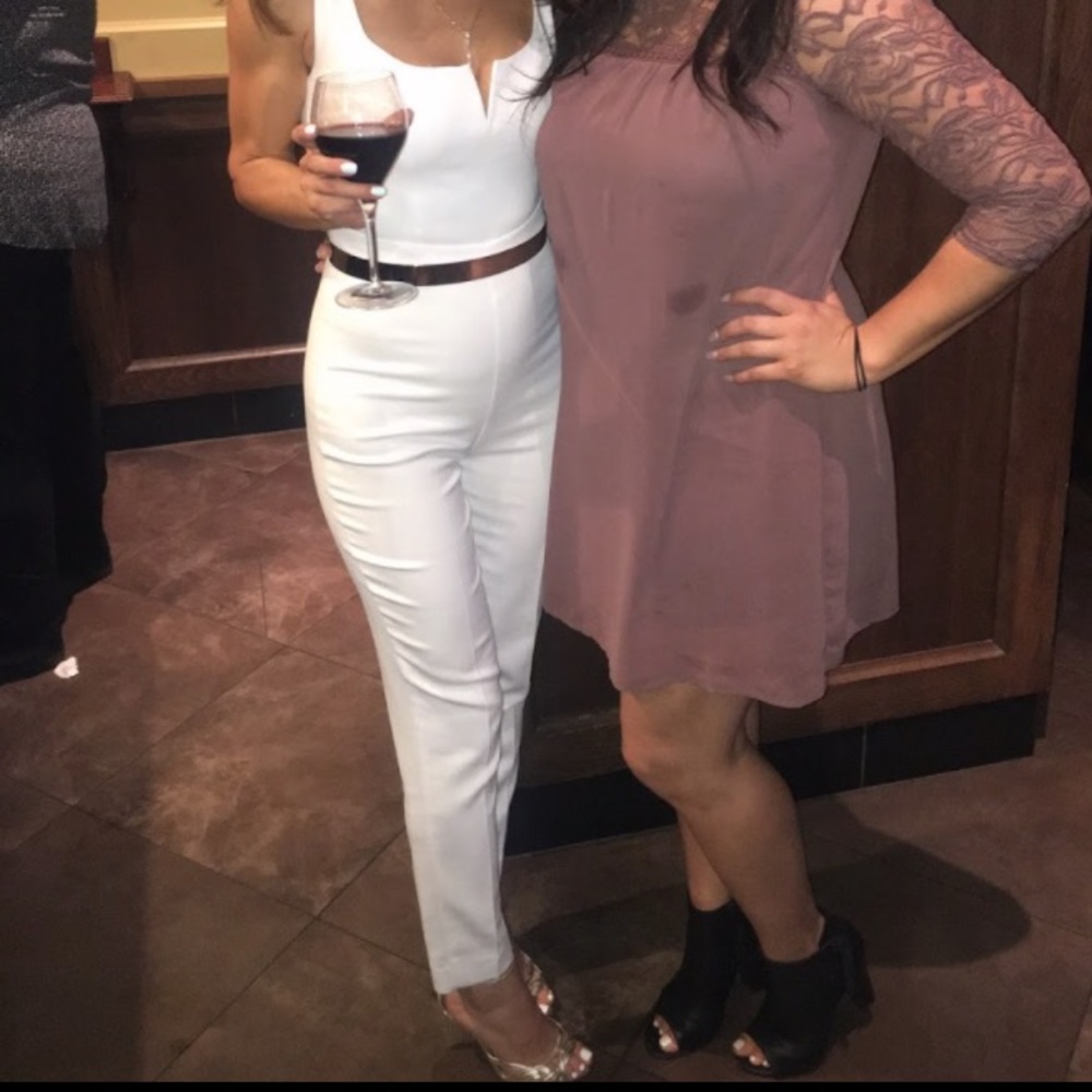 All white BEBE jumpsuit